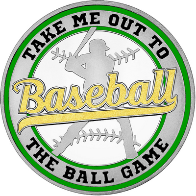 Gold "Baseball" with Green Outer Circular Borders